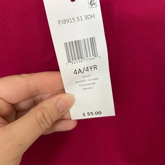 Lacoste Long Sleeve Magenta Polo Shirt Size 4 - Picture 3 of 4